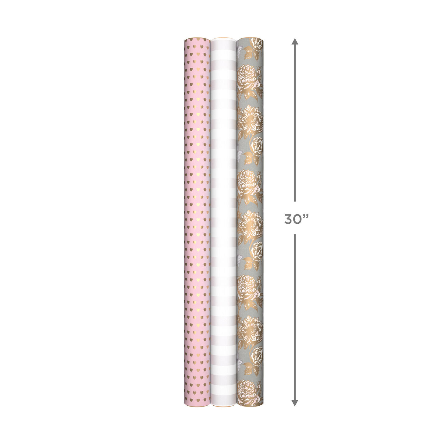 Pink and Gray 3-Pack Wrapping Paper, 85 sq. ft. total for only USD 19.99 | Hallmark