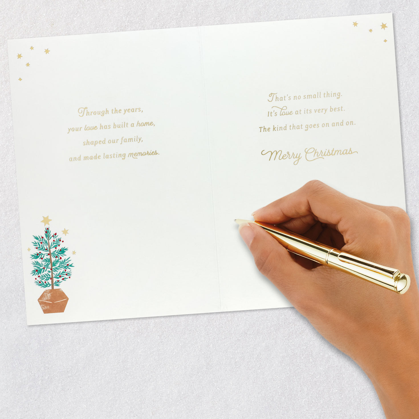 Tree with Garland Christmas Card for Mom and Dad Signing card image number 7