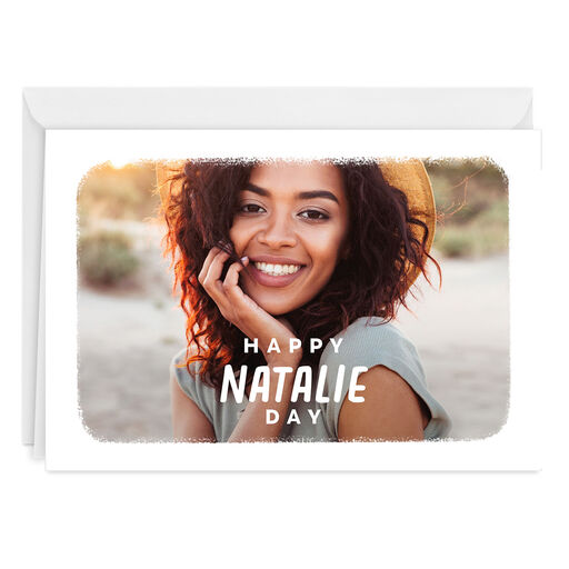 White Frame Happy Horizontal Folded Photo Card, 