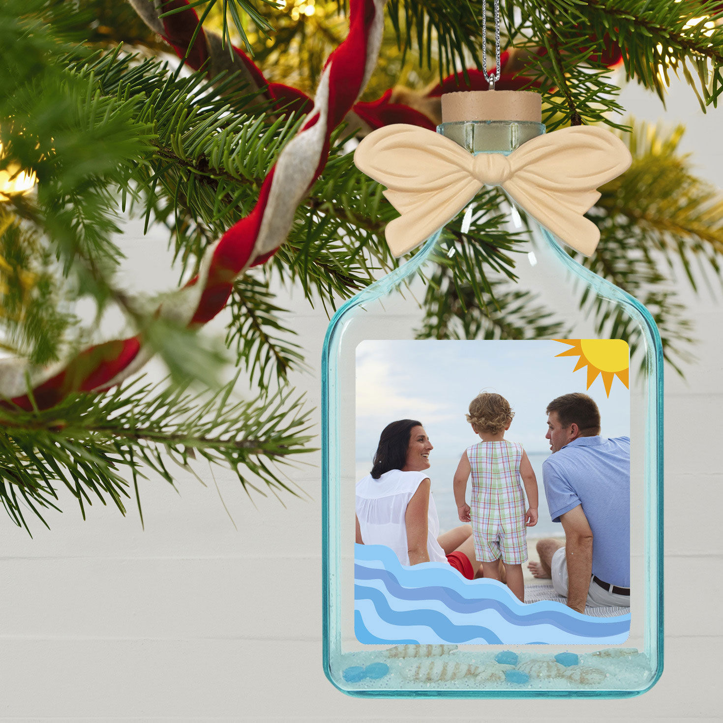 A Day at the Beach Sun & Waves Personalized Ornament, Custom Photo, , large image number 2