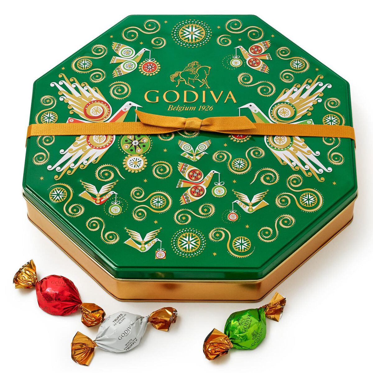 Godiva Chocolatier Assorted Chocolate Truffles Holiday Gift Tin, 50