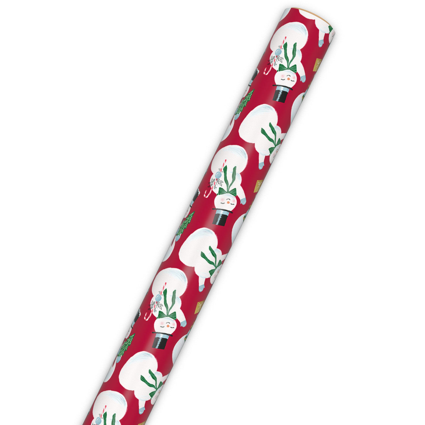Snowmen on Red Christmas Wrapping Paper Roll Wrap Tube image number 6