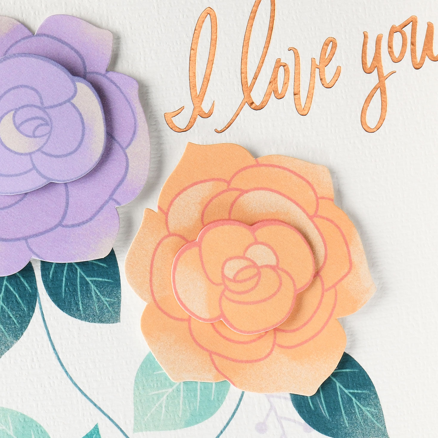 Purple and Orange Flowers Romantic Birthday Card for Her Card Front Detail image number 5