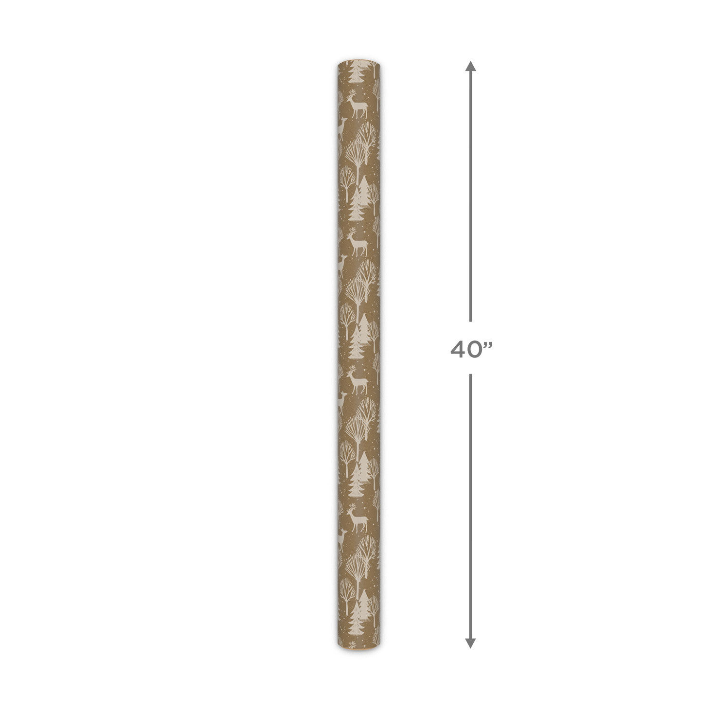 Deer in Trees on Tan Jumbo Christmas Gift Wrap measurement image number 5
