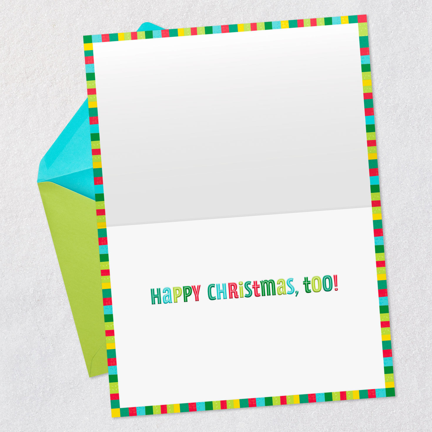 Collage Lettering on White Christmas Birthday Card Open card with envelope image number 3