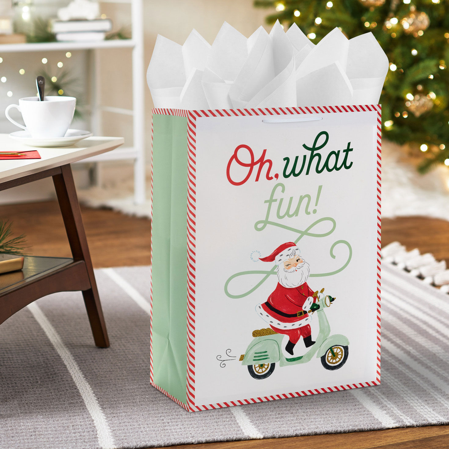 Oh What Fun Santa Jumbo Christmas Gift Bag In use image number 2