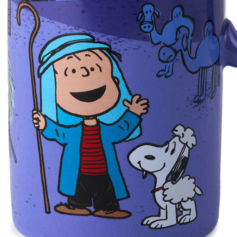 Linus Nativity Speech Scene on Tall Blue Mug upclose view image number 3