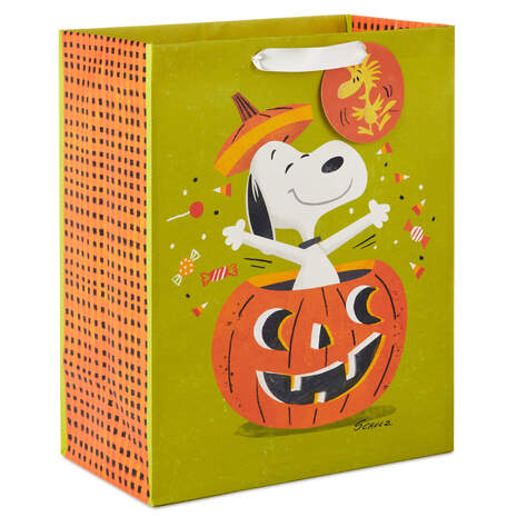 13" Peanuts® Snoopy in Pumpkin Large Halloween Gift Bag, , large