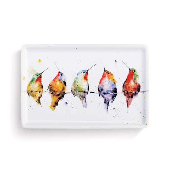 Demdaco Hummers on a Wire Ceramic Tray, 7.5x5