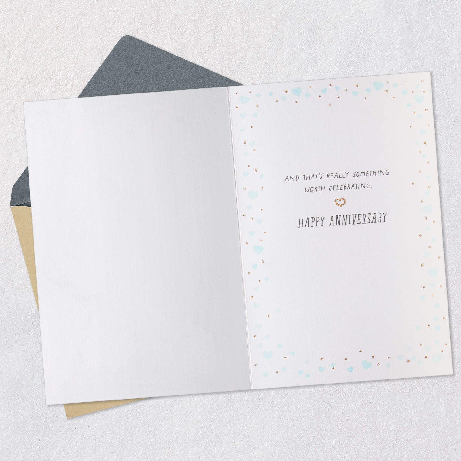 Sea Otters and Hearts Anniversary Card for Couple Open card with envelope image number 3