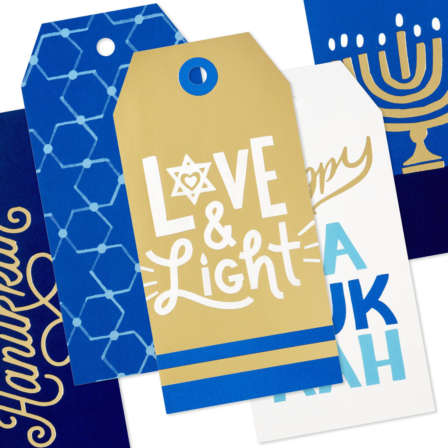 Happy Hanukkah 12-Pack Assorted Gift Tags up close detail image number 4