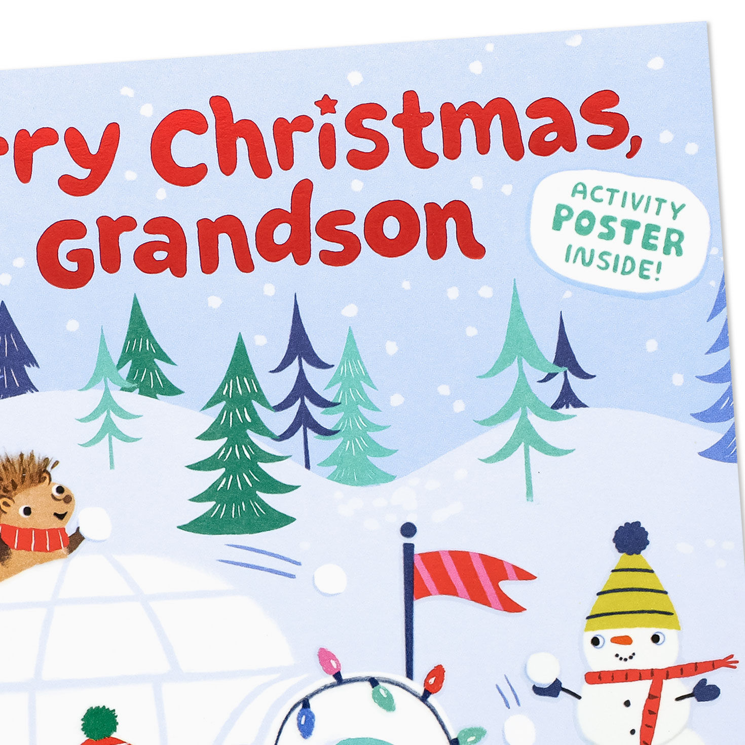 Snowy Winter Scene Christmas Card for Grandson Card Front Detail image number 7