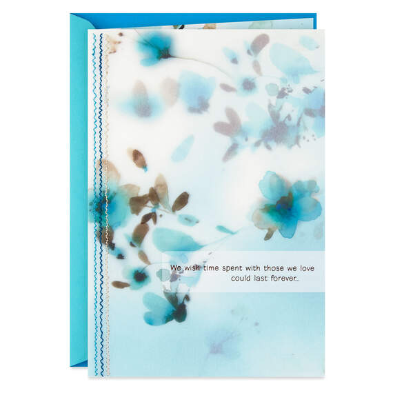 Blue Flowers Always in Our Hearts Sympathy Card, , large image number 1