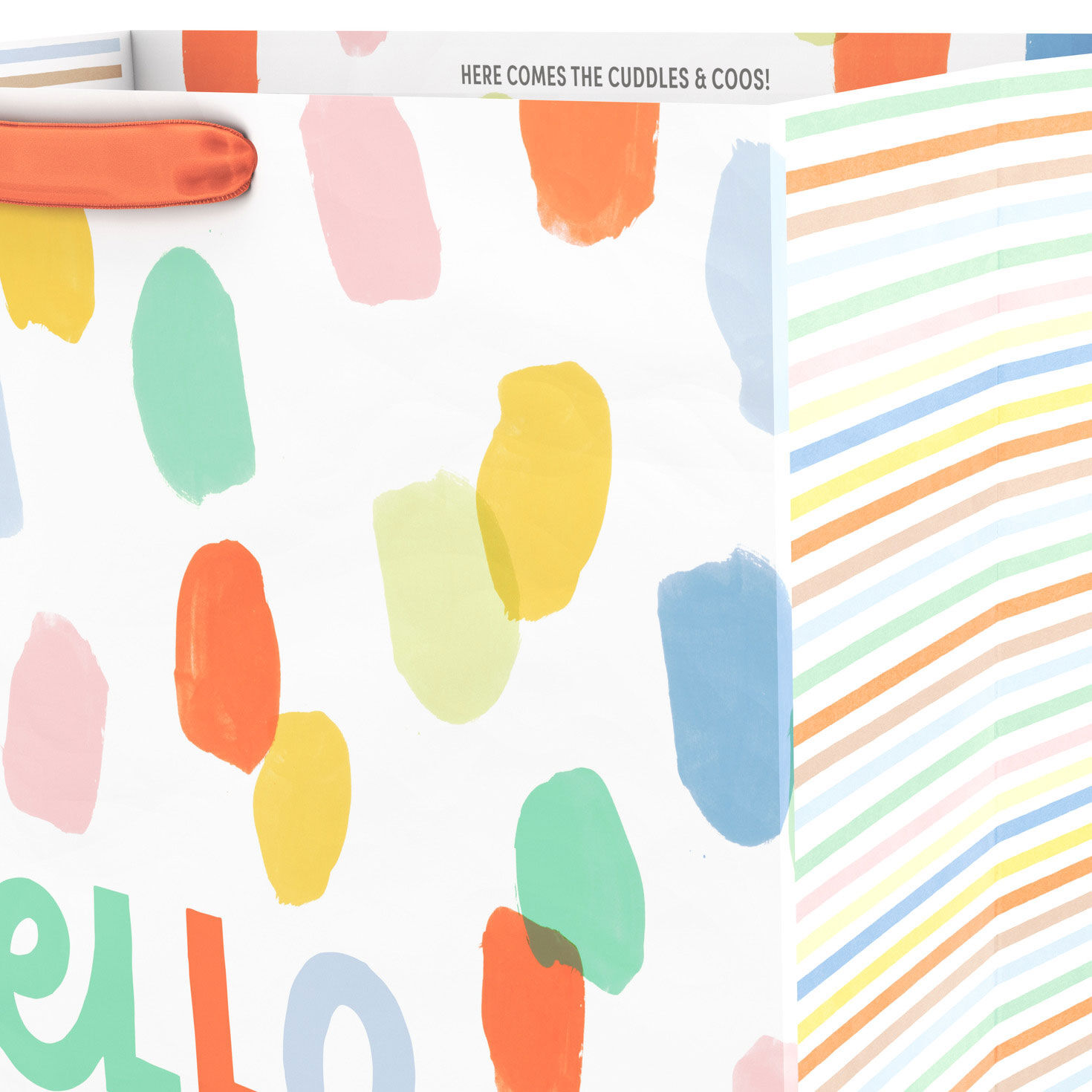 Colorful Dots Hello Baby Jumbo Gift Bag Handle Detail image number 4