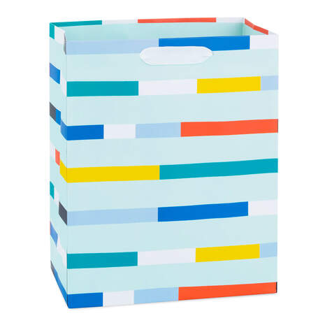 9.6" Color Block Stripes Medium Gift Bag, , large