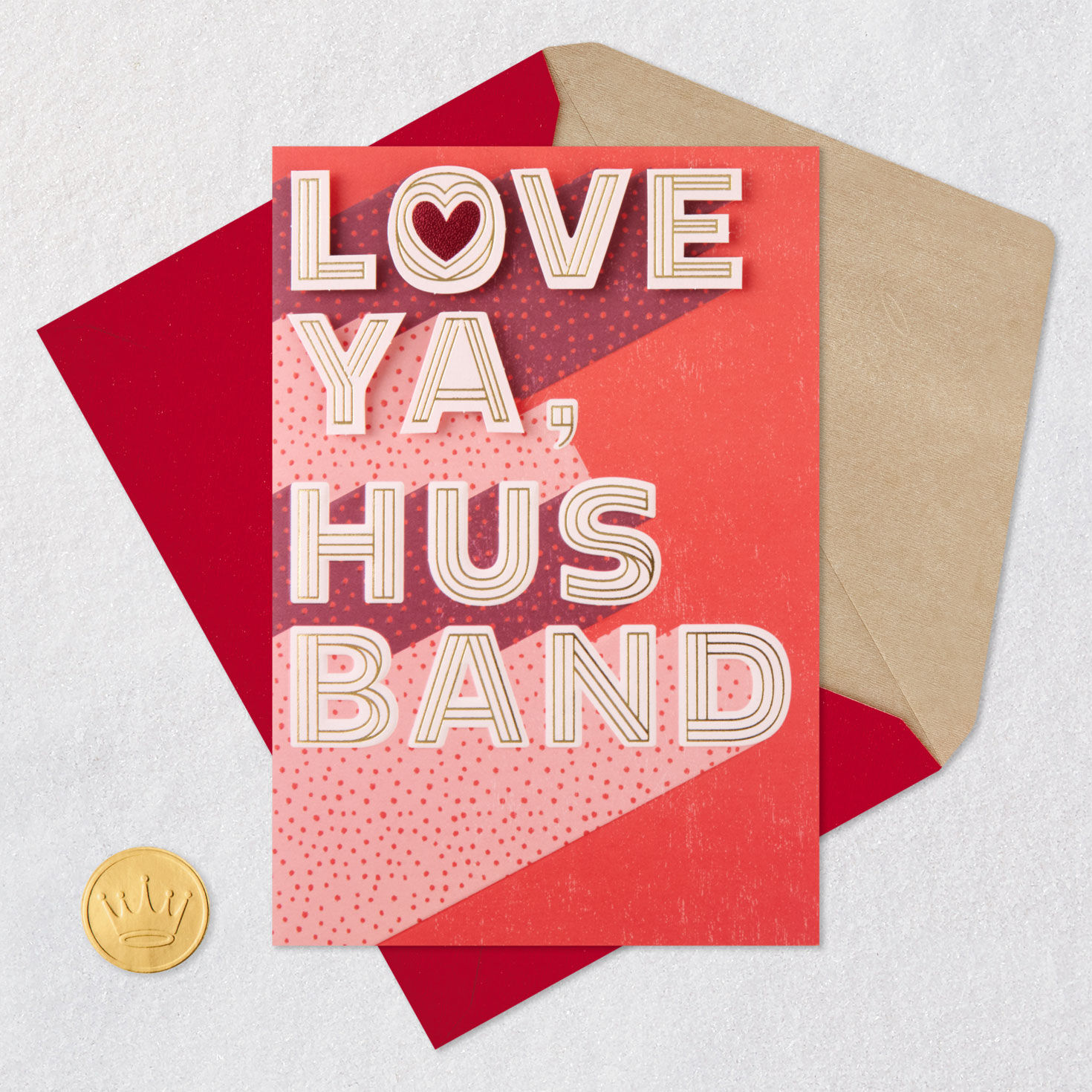 Love Ya Valentine's Day Card for Husband Card Front with Envelope and Gold Seal image number 8