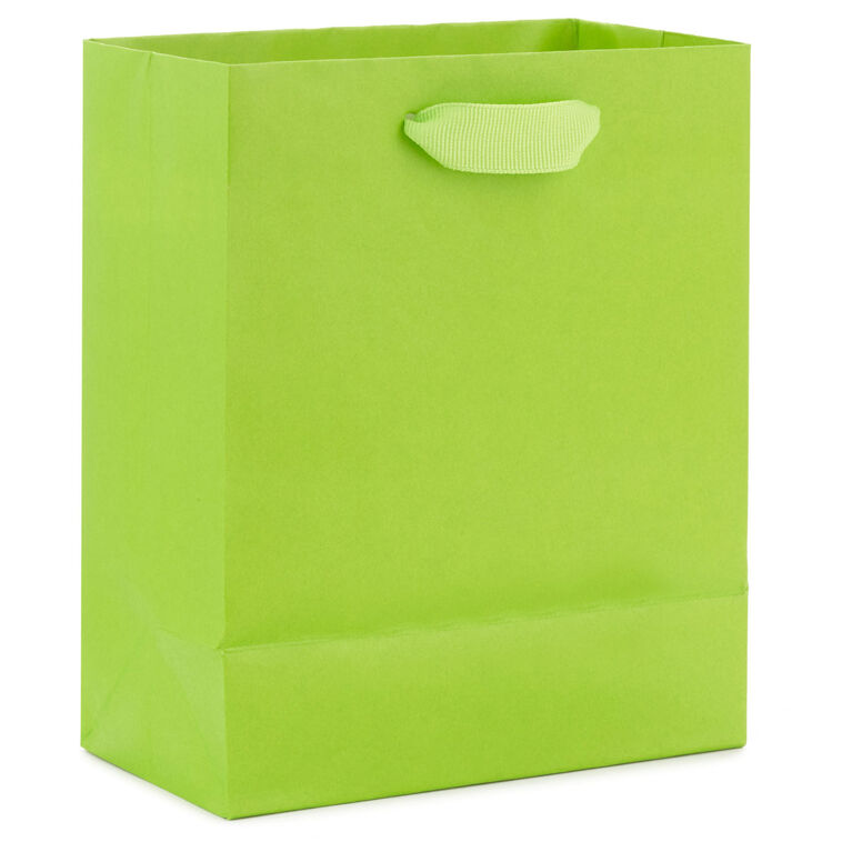 6.5" Solid Lime Green Small Gift Bag, Lime Green, large image number 6
