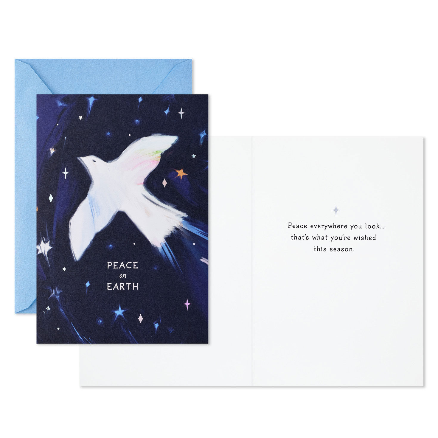 Dove and Stars Boxed Christmas Card Pack Card Front with Sentiment image number 3
