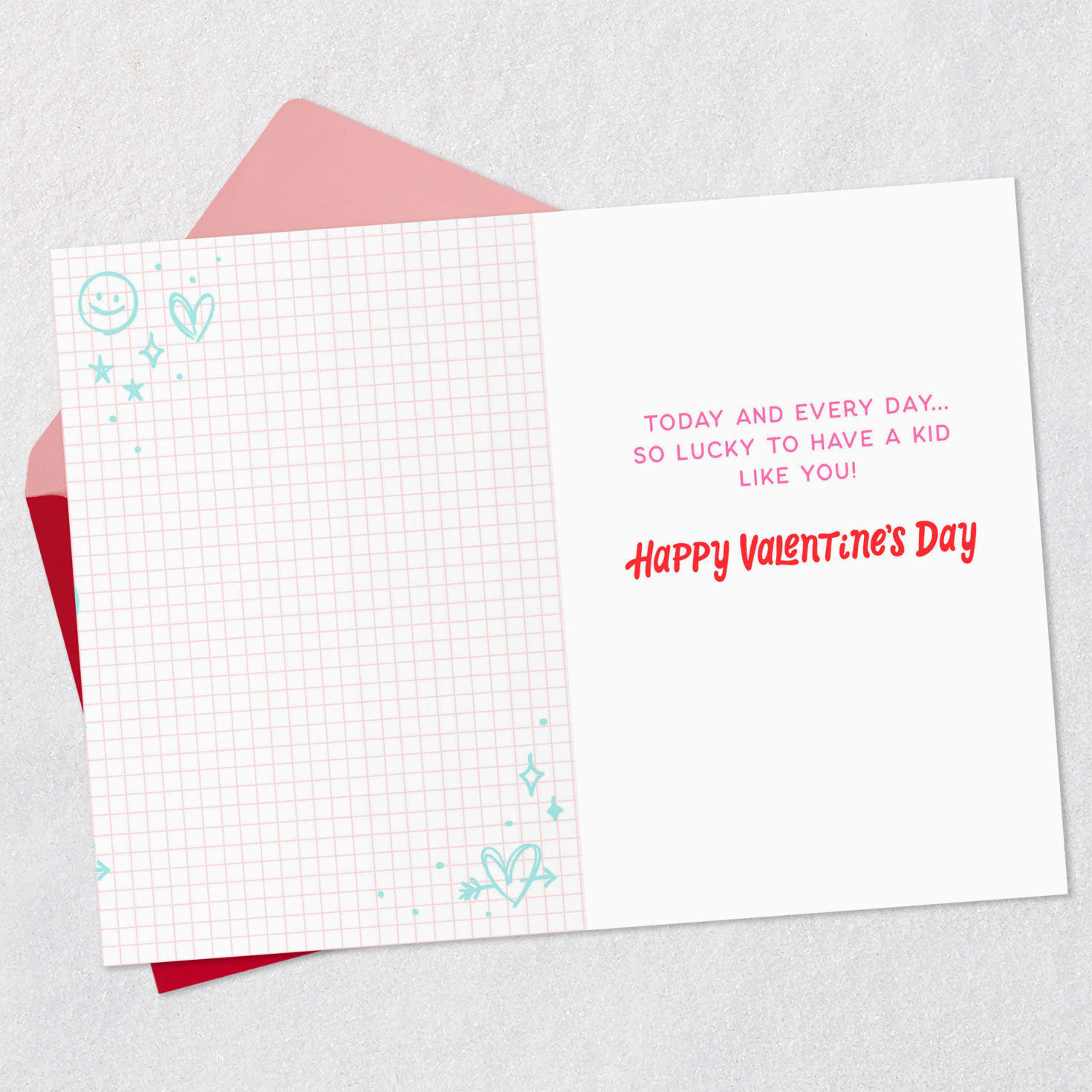 Heart Doodles Kid Valentine's Day Card From Parent Open card with envelope image number 3