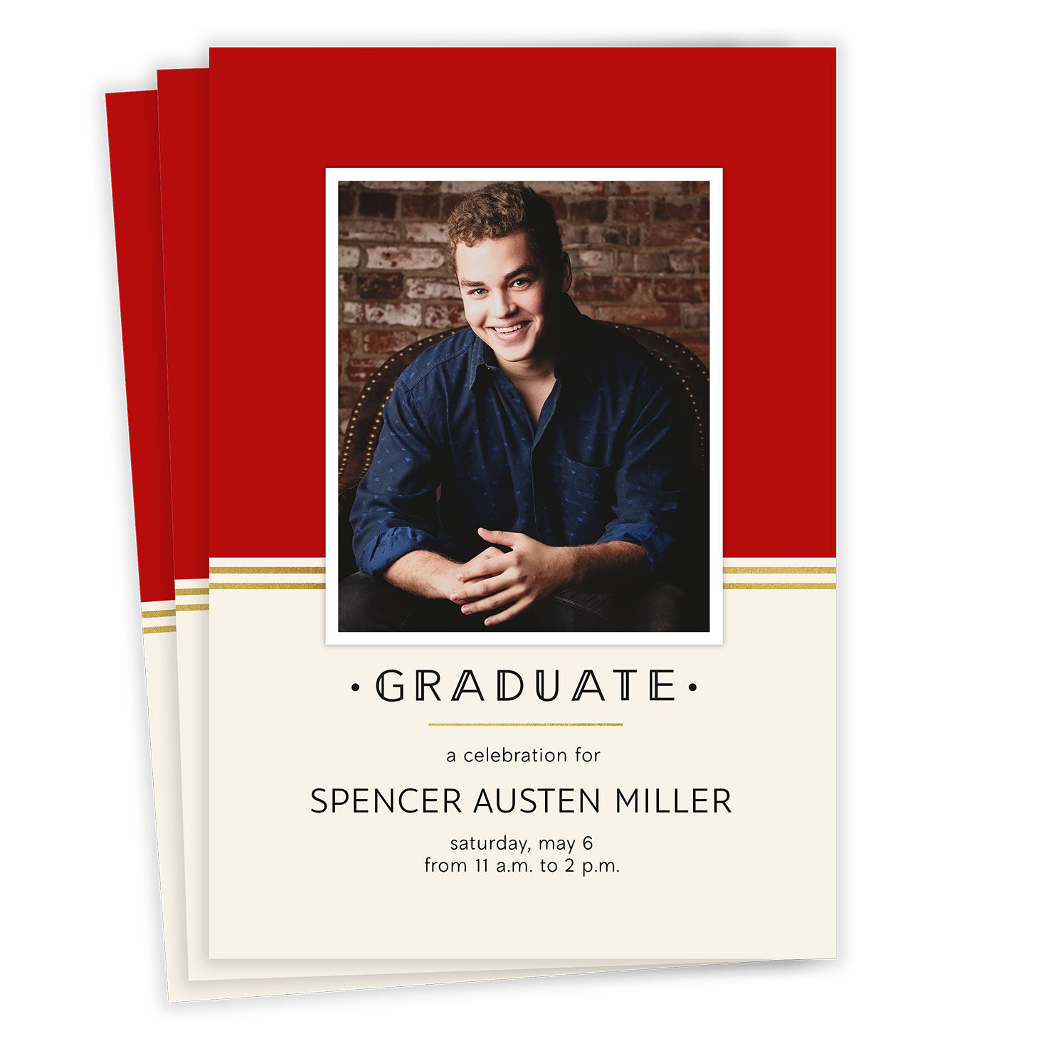 Red Art Deco Personalized Graduation Invitation  image number 1
