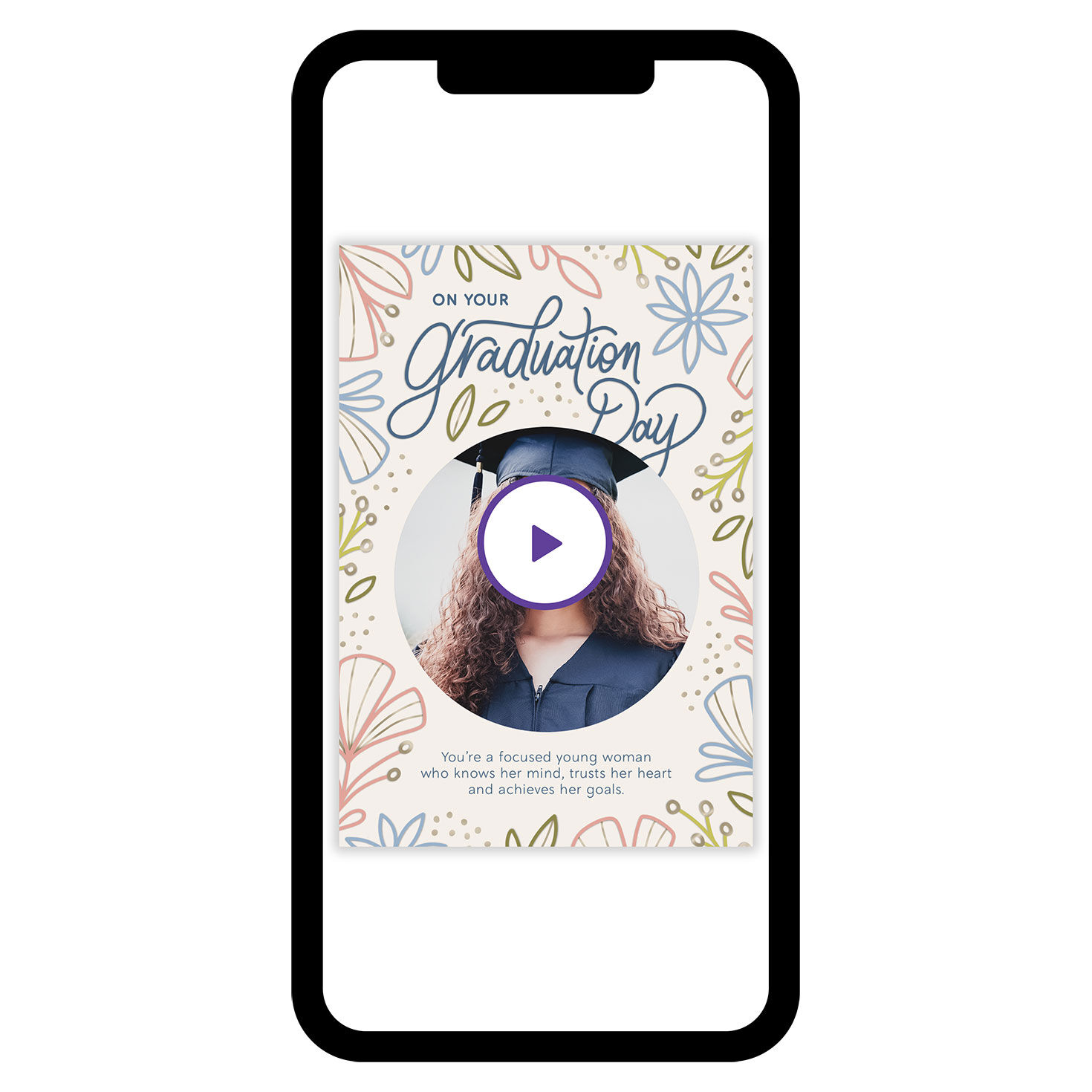 Hand-Drawn Flowers Custom Graduation eCard for Her