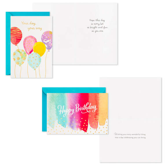 Assorted Bright Watercolor Boxed Birthday Note Cards, Pack of 36, , large image number 5