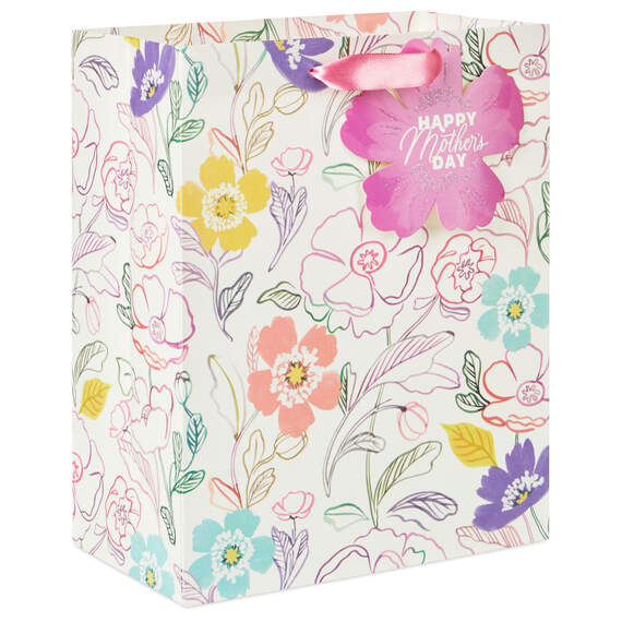 9.6" Floral Happy Mother's Day Medium Gift Bag
