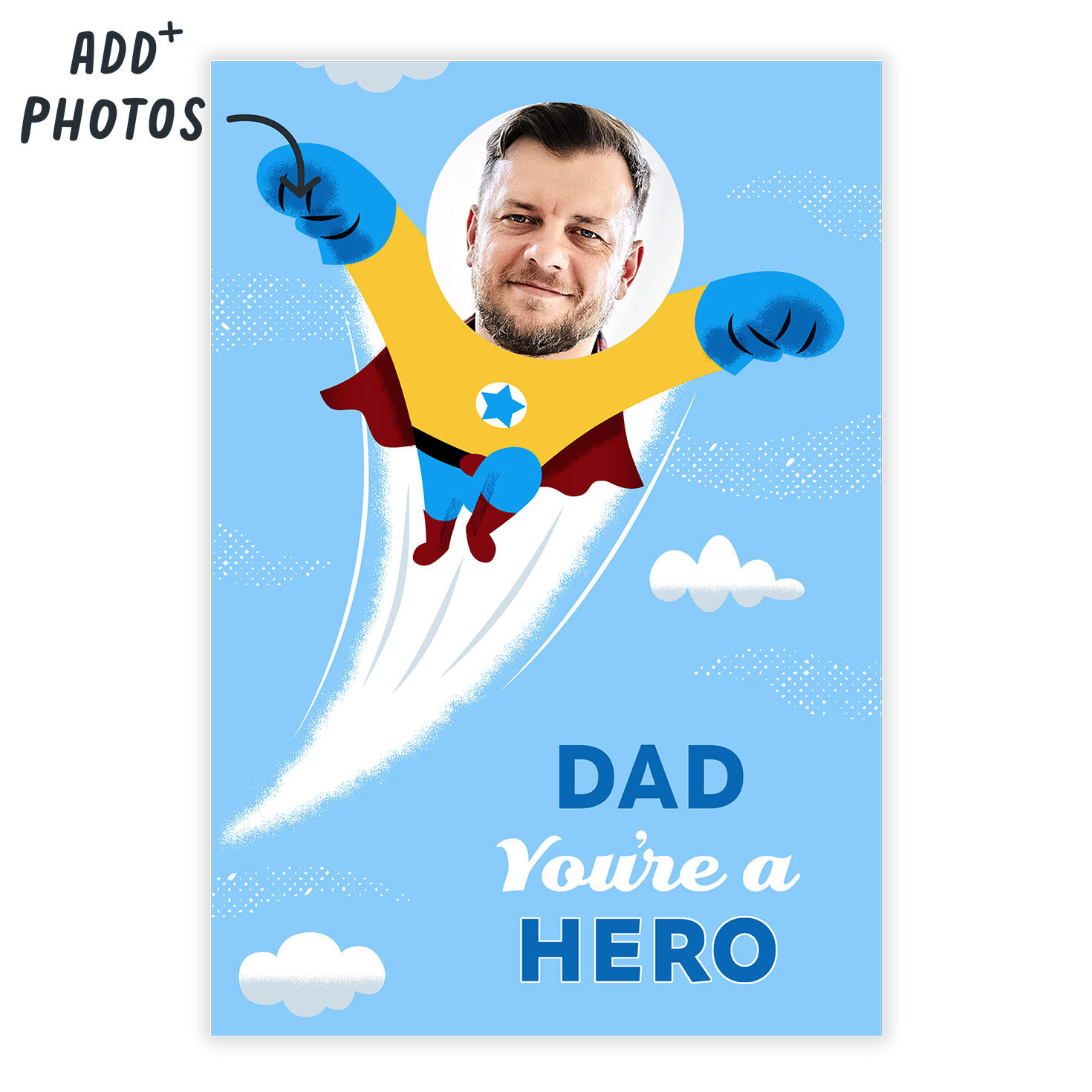Super Hero Drawing Personalized Father's Day Card Card Front indicating personalization image number 2