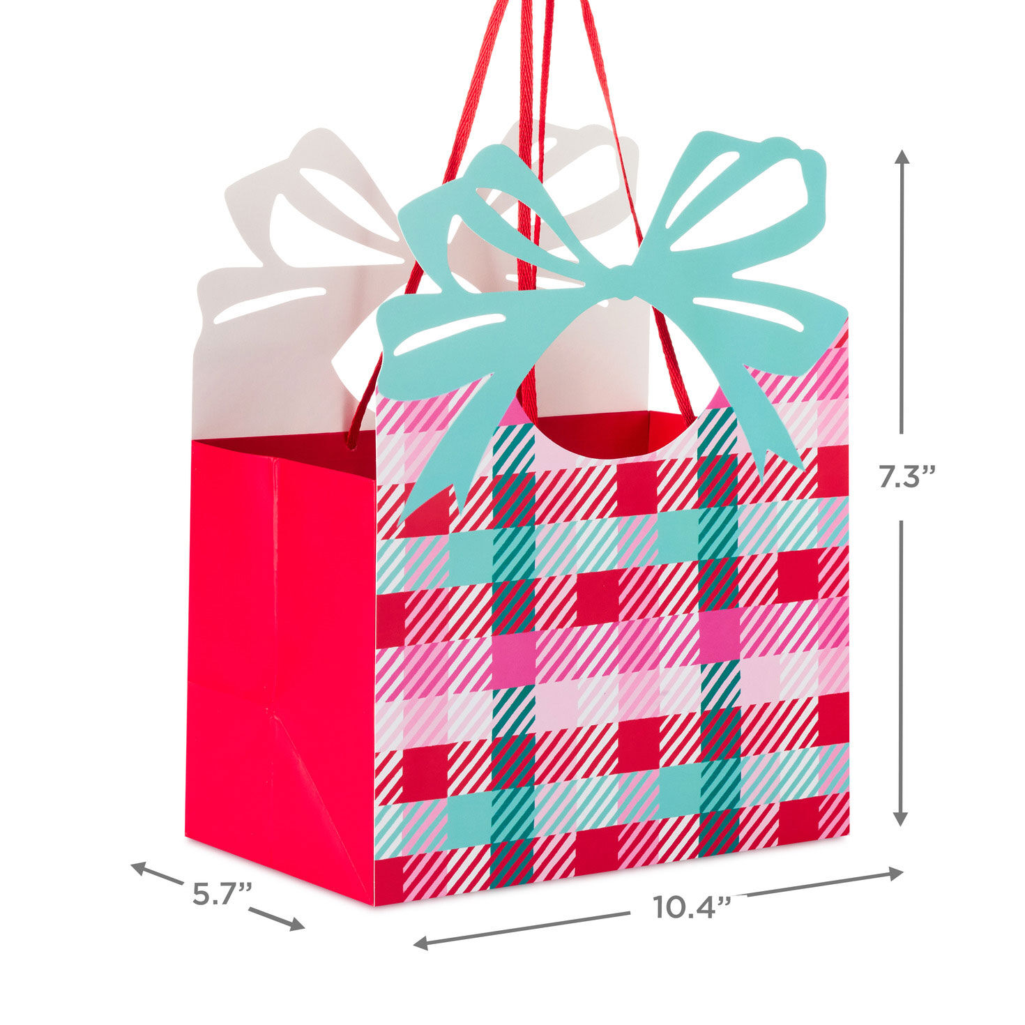 Colorful Check With Die-Cut Bow Medium Gift Bag measurement image number 3