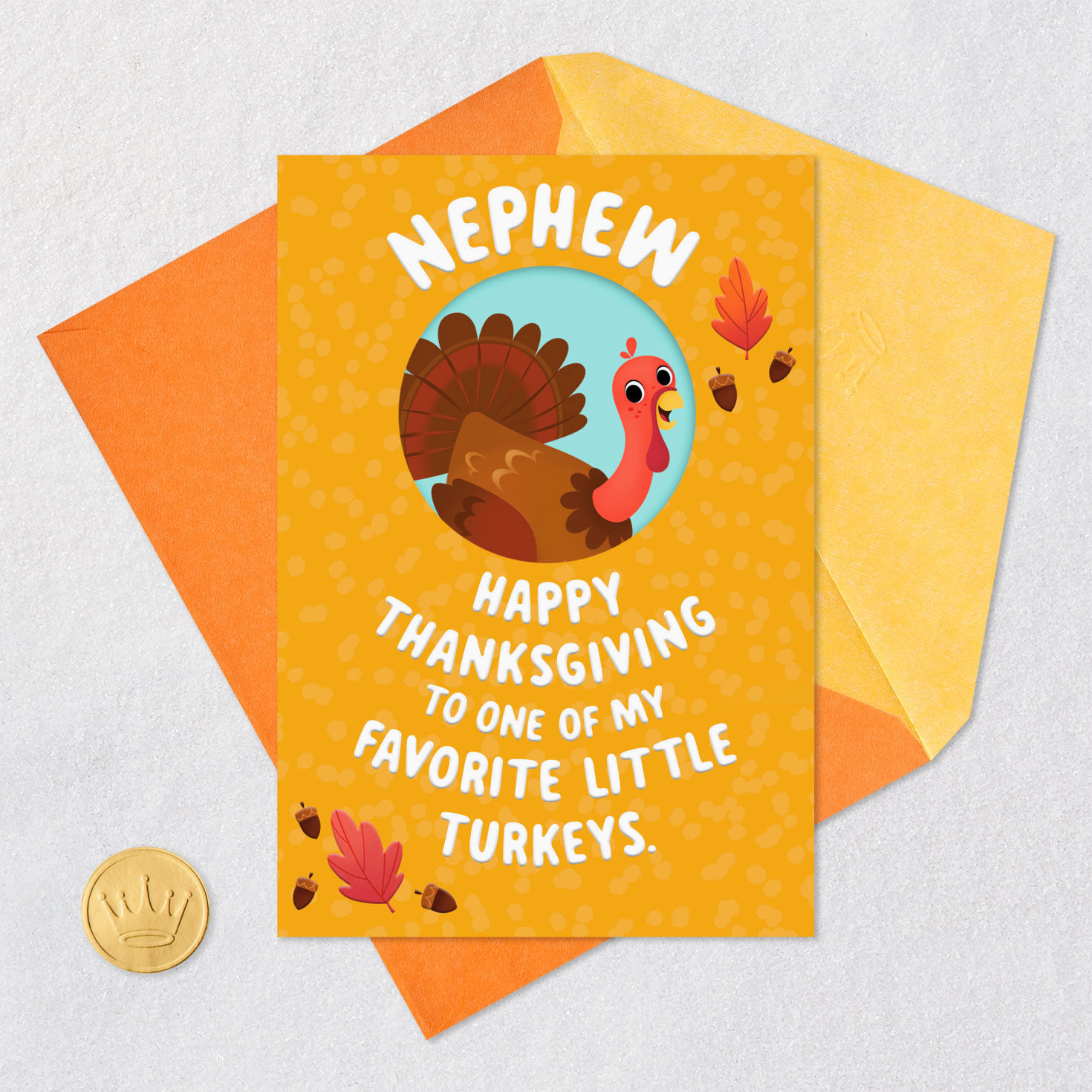 Turkey Cartoon Thanksgiving Card for Nephew Card Front Detail image number 4