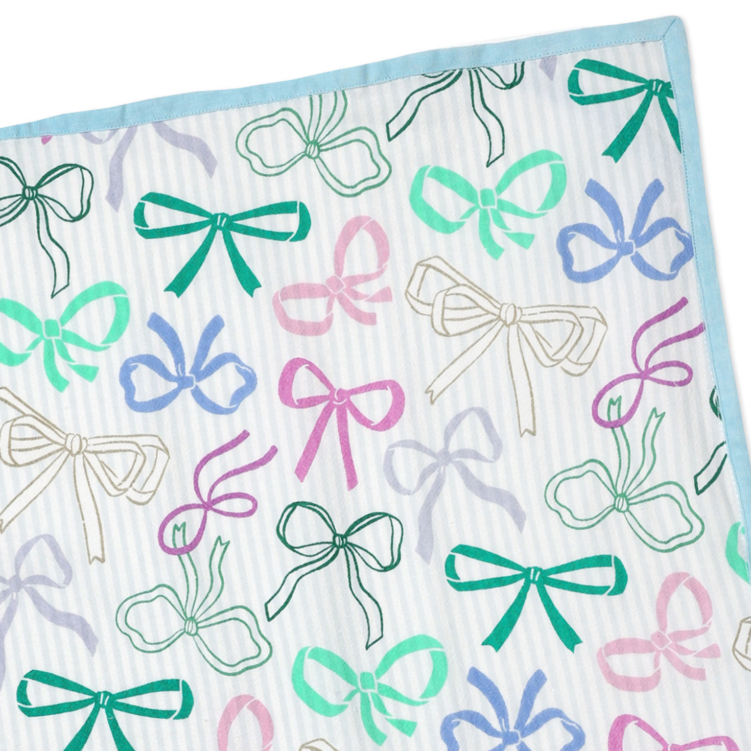 Striped Tea Towel With Bow Illustrations upclose detail image number 4