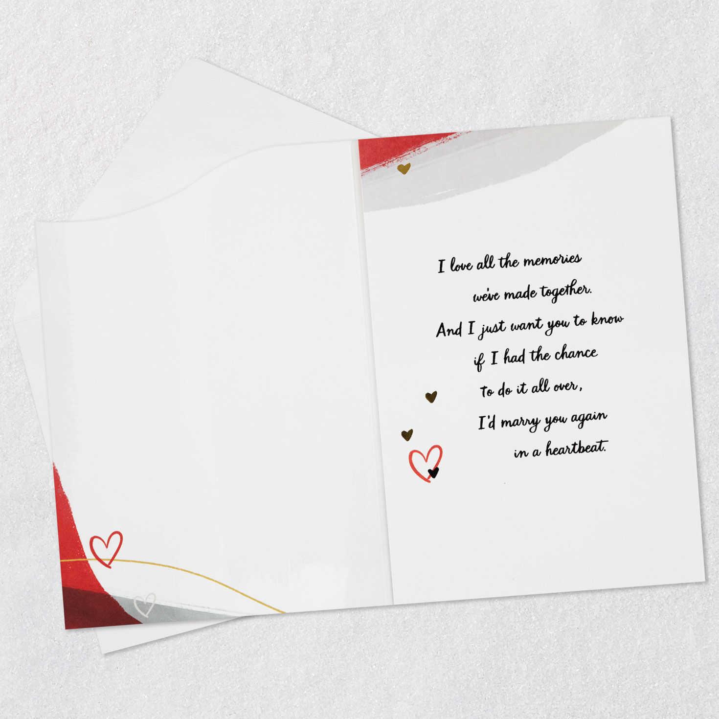 Red Waves on Pink Valentines Day Card for Husband Open card with envelope image number 3