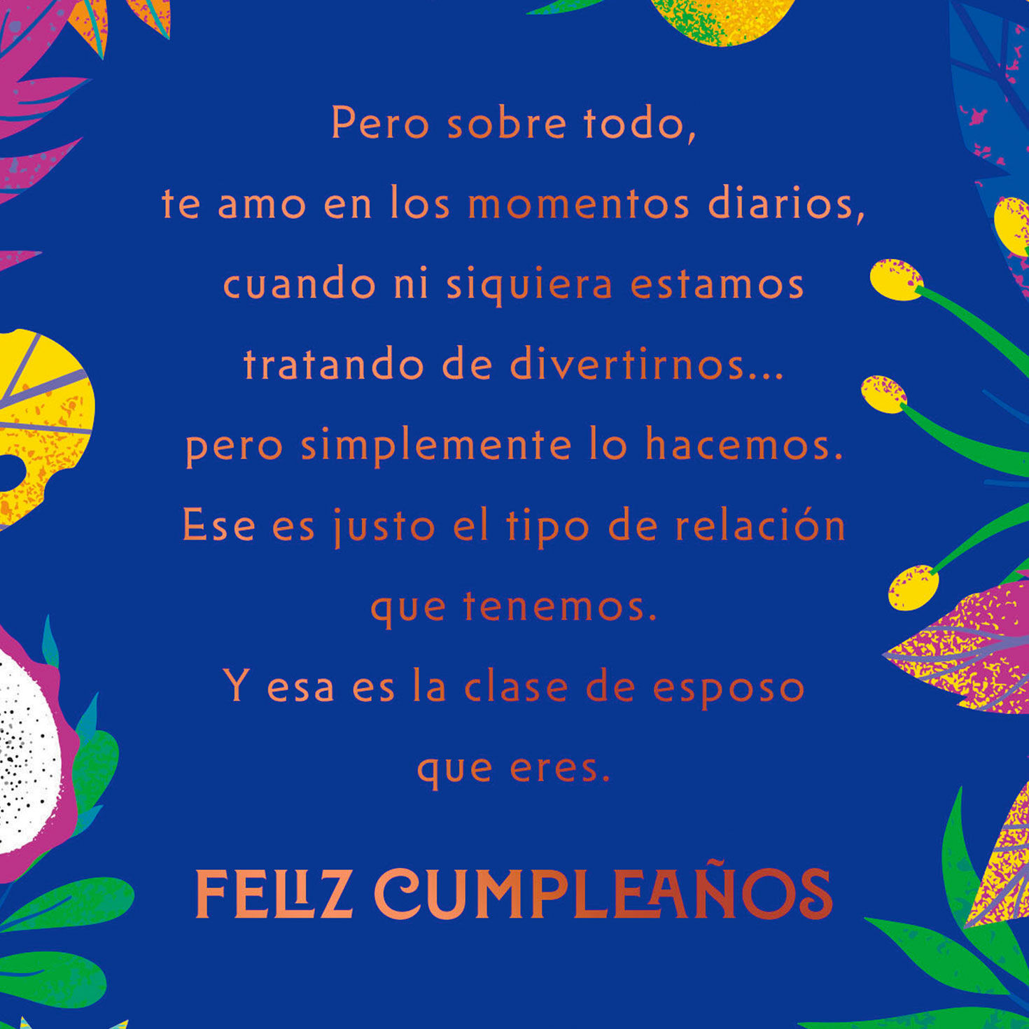 Tropical Leaves Husband Birthday Card in Spanish Sentiment image number 2