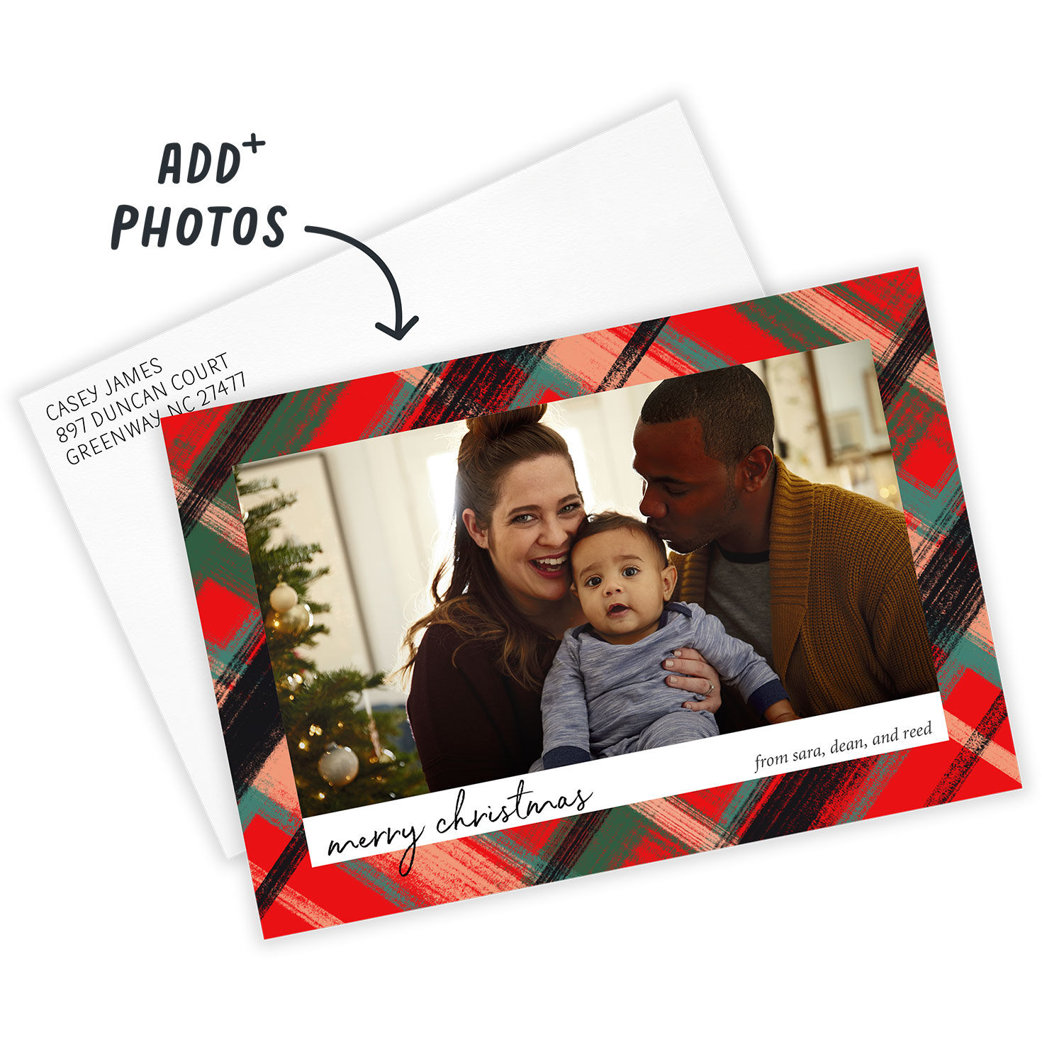 Festive Plaid Flat Christmas Photo Card, , large image number 2