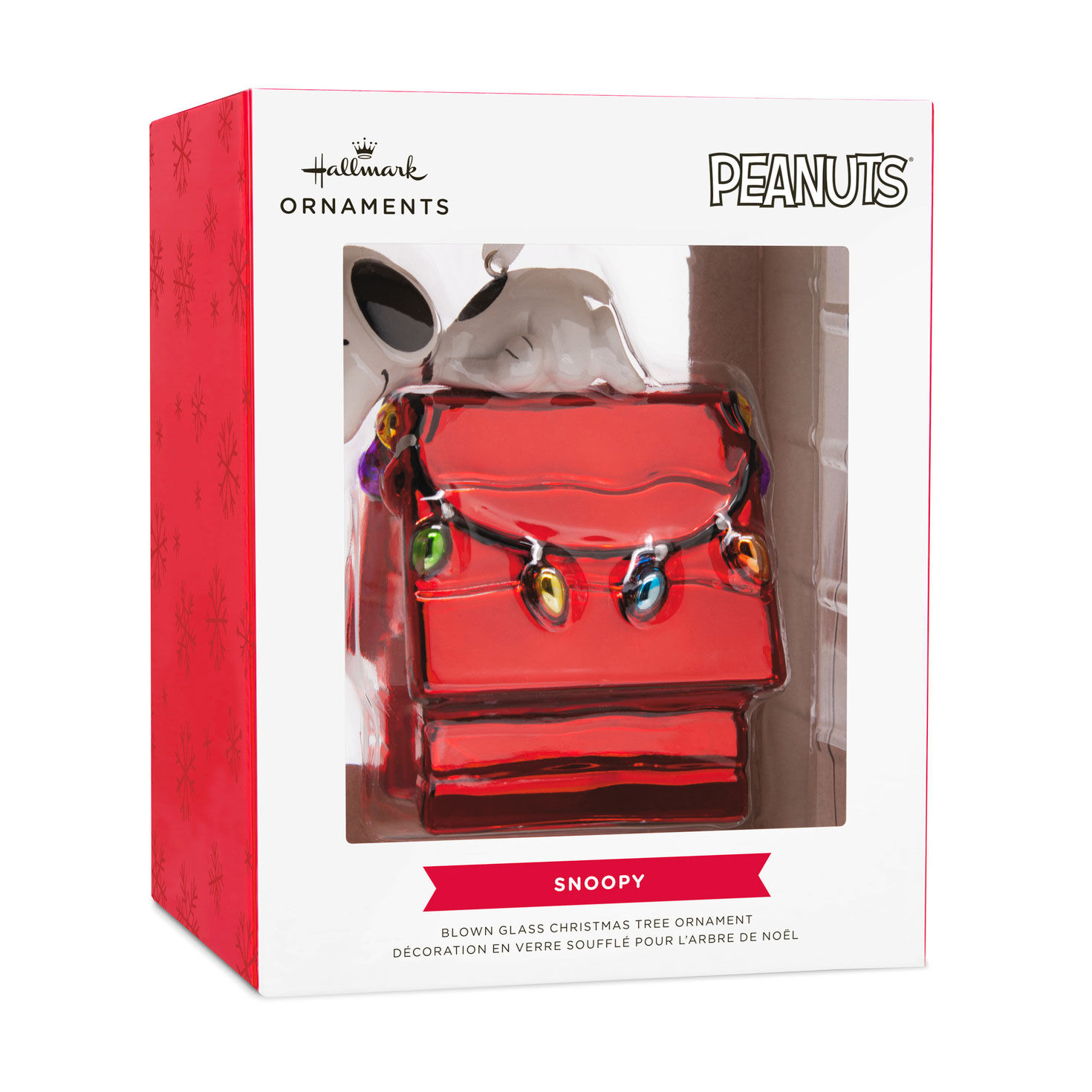 Peanuts® Snoopy on Holiday Doghouse Blown Glass Hallmark Ornament for only USD 14.99 | Hallmark