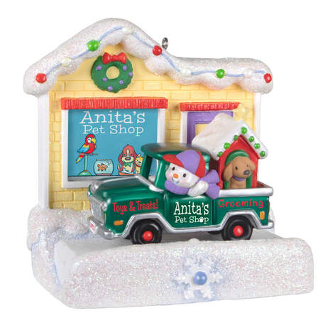 Happy Holiday Parade Collection Anita's Pet Shop Musical Ornament With Light, , large