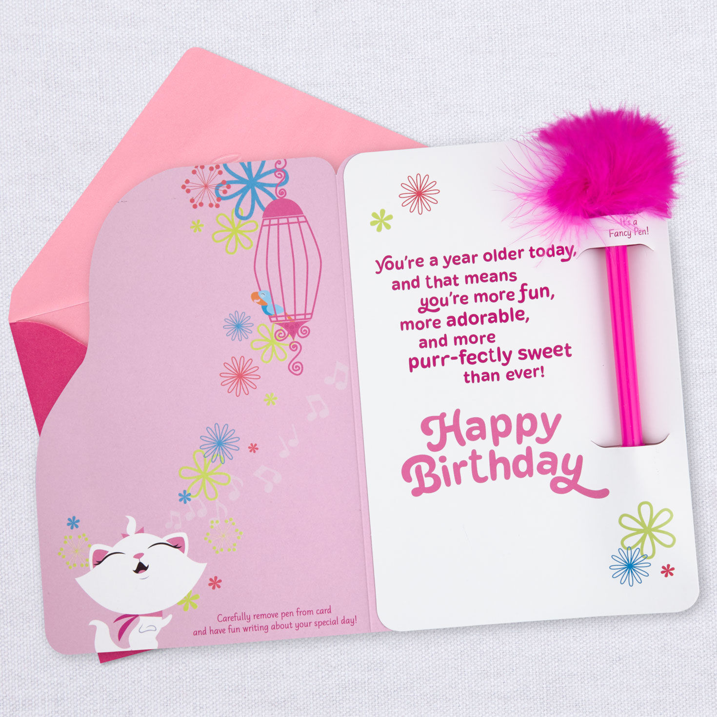 Disney The Aristocats Marie Purr-fectly Sweet Birthday Card with Feather-Topped Pen for only USD 7.59 | Hallmark