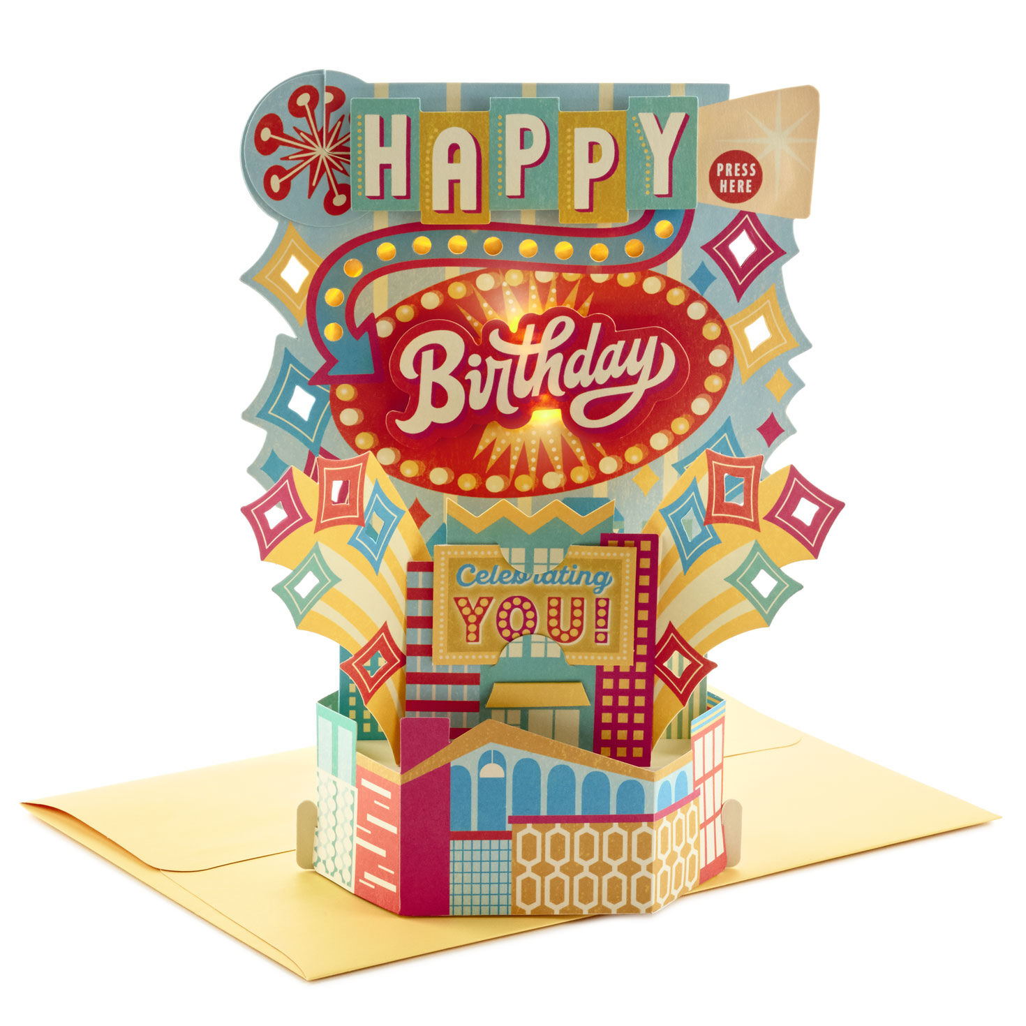 Celebrating You 3d Pop Up Musical Birthday Card With Light