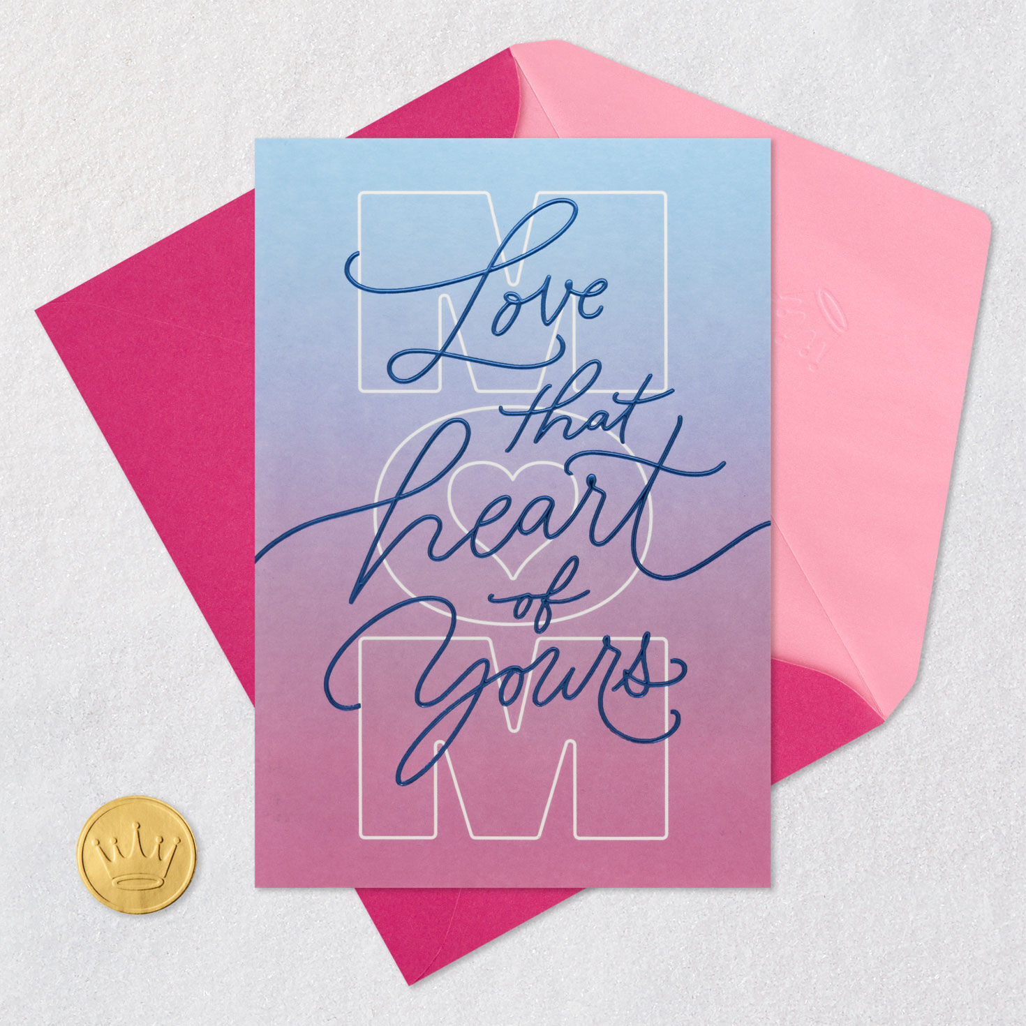 Bold Lettering and Hearts Birthday Card for Mom Card Front with Envelope and Gold Seal image number 6