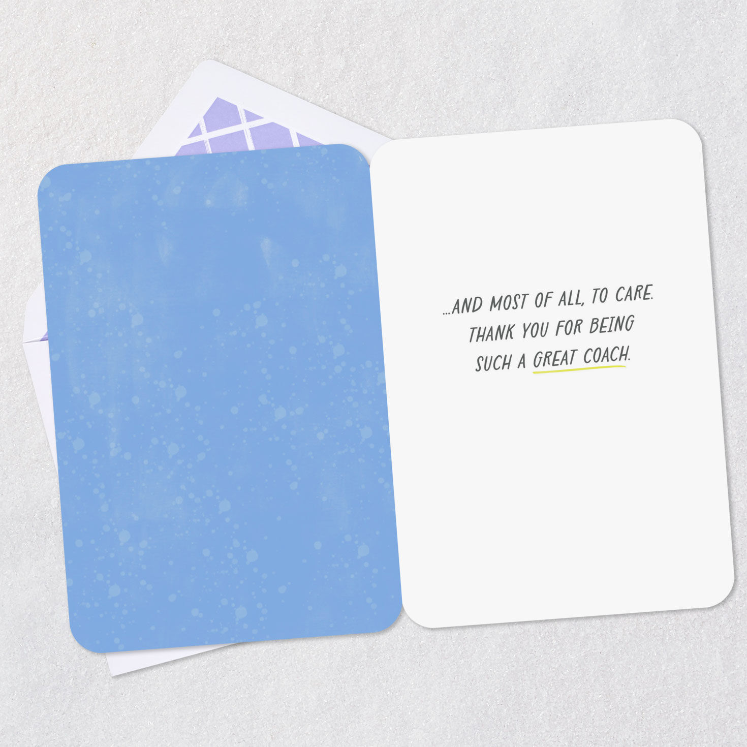 Sports Whistle on Blue Coach Thank You Card Open card with envelope image number 3