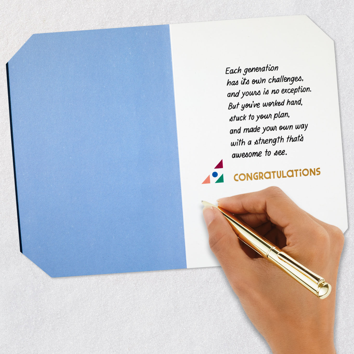 Geometric on Blue High School Graduation Card Signing card image number 6