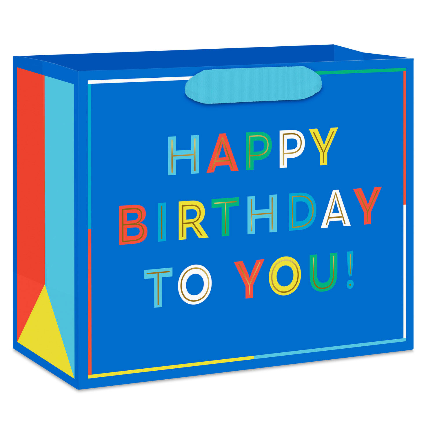 Happy Birthday on Blue Medium Horizontal Gift Bag Back image number 6
