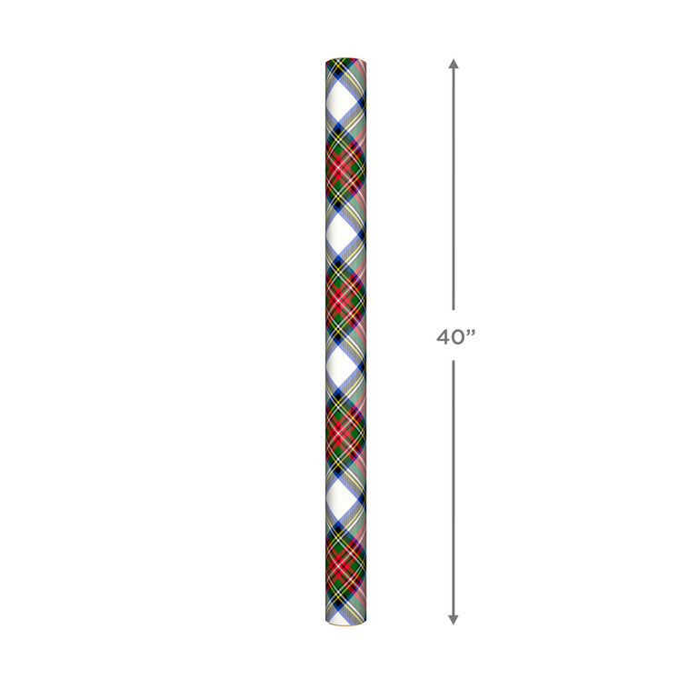 Festive Red & Green Plaid on White Christmas Wrapping Paper  image number 4