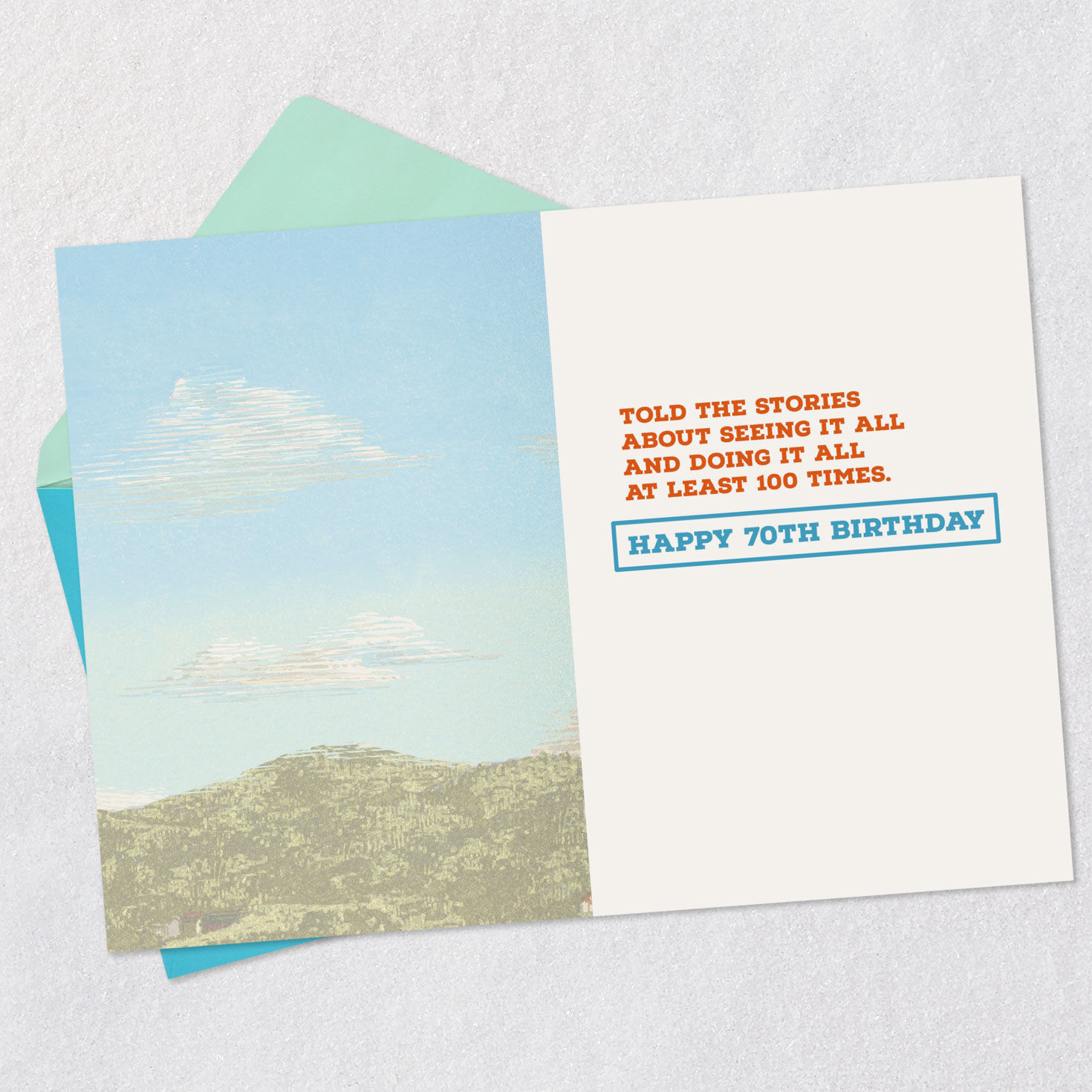 Vintage Road Landscape Funny 70th Birthday Card Open card with envelope image number 3