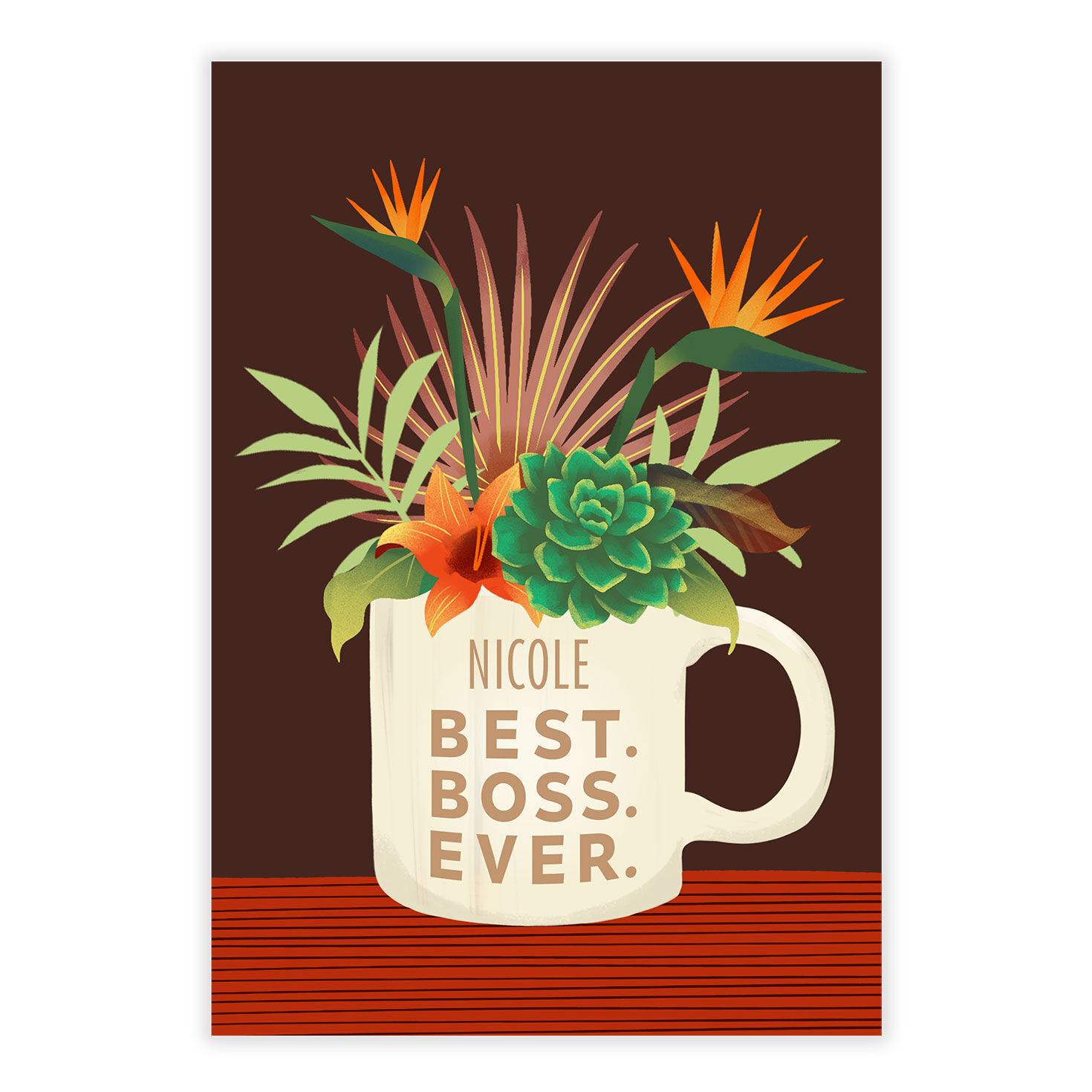 Plants in Mug Personalized Boss's Day Card front image number 2