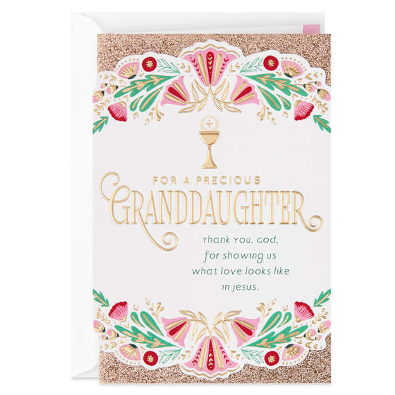 Thanking God for You First Communion Card for Granddaughter, , large image number 1