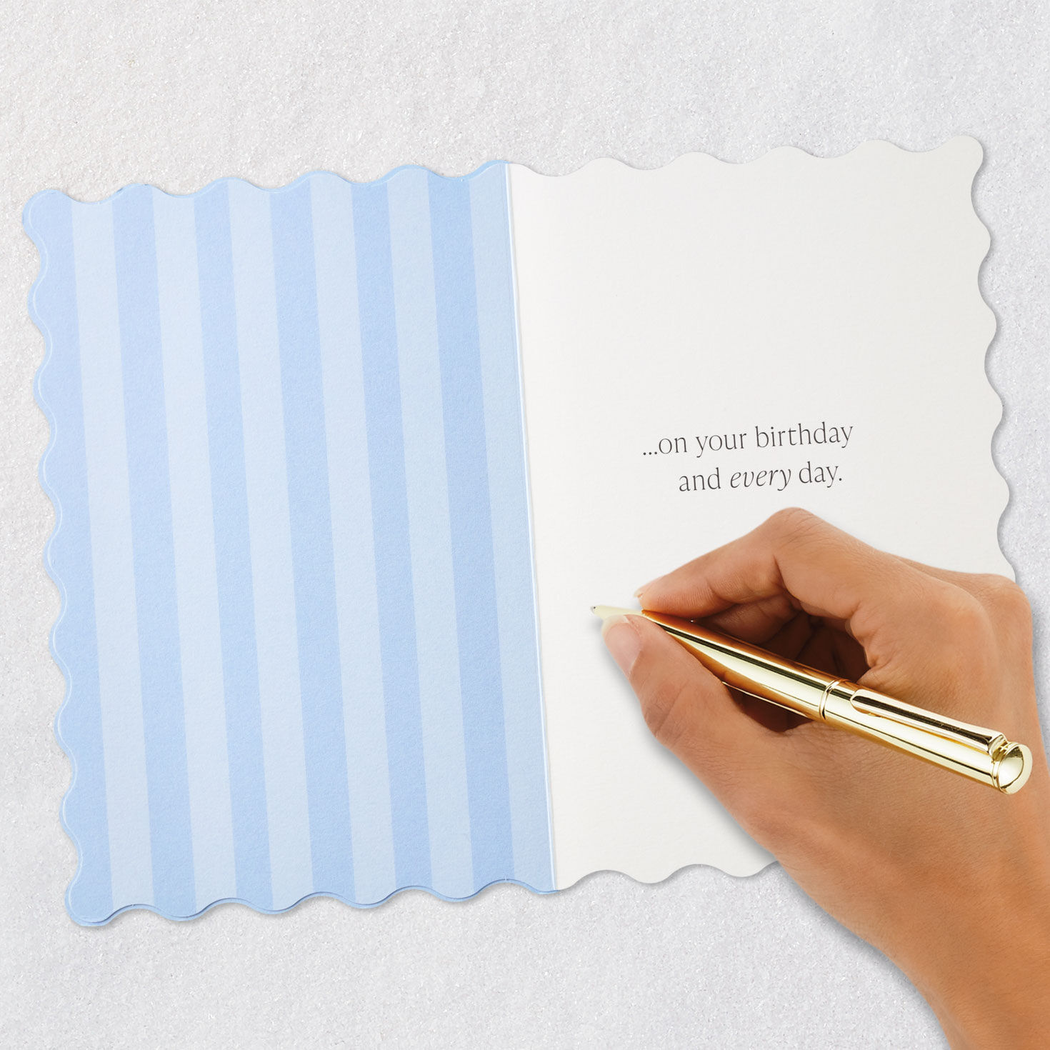 Light Blue Stripes Birthday Card Signing card image number 6