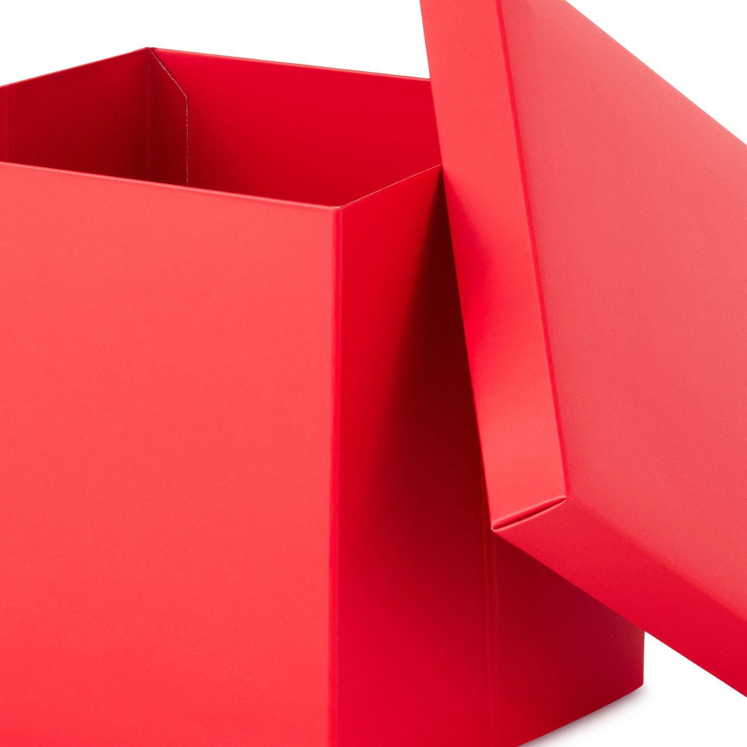 Solid Red Large Square Gift Box with Lid upclose view image number 5