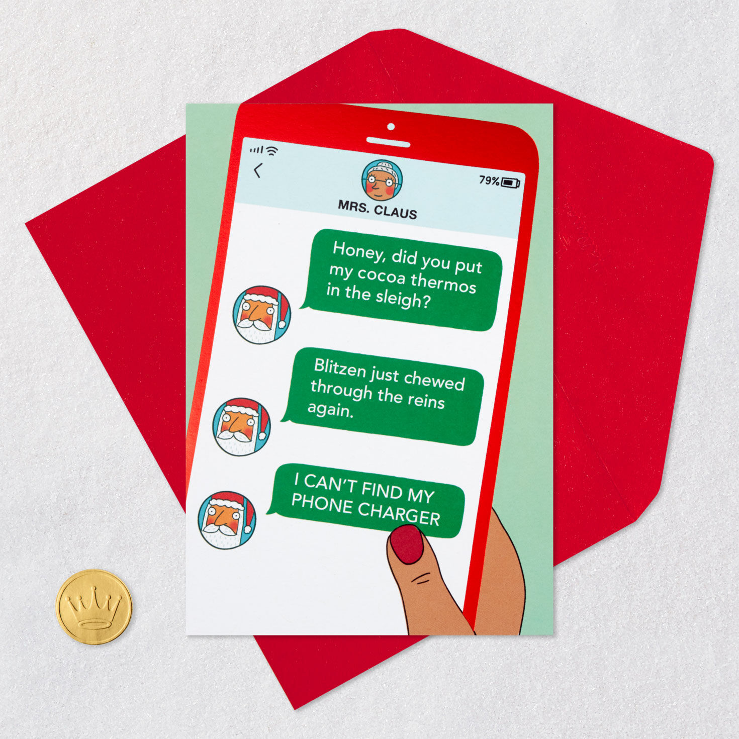 Texting Santa Funny Romantic Christmas Card for Her for only USD 3.99 | Hallmark