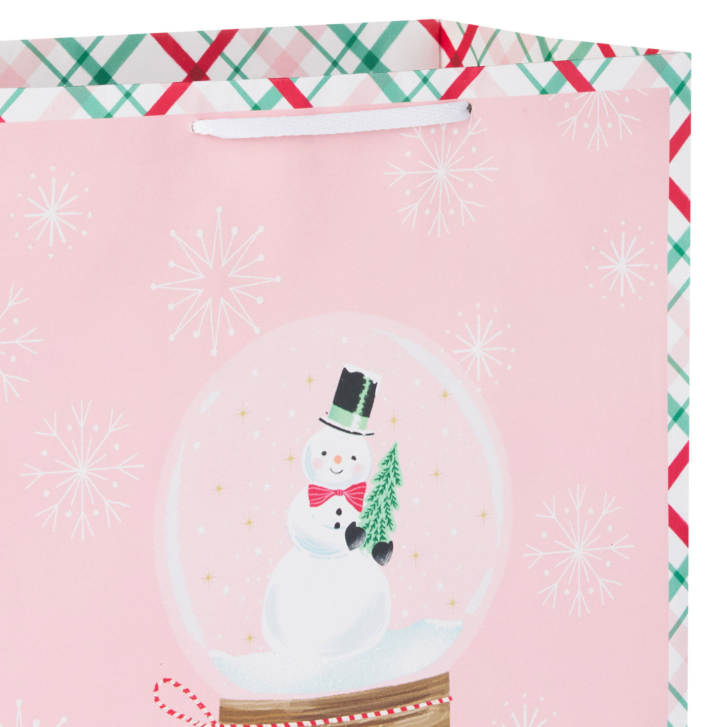 13" Snowman Snow Globe on Pink Large Holiday Gift Bag for only USD 4.49 | Hallmark